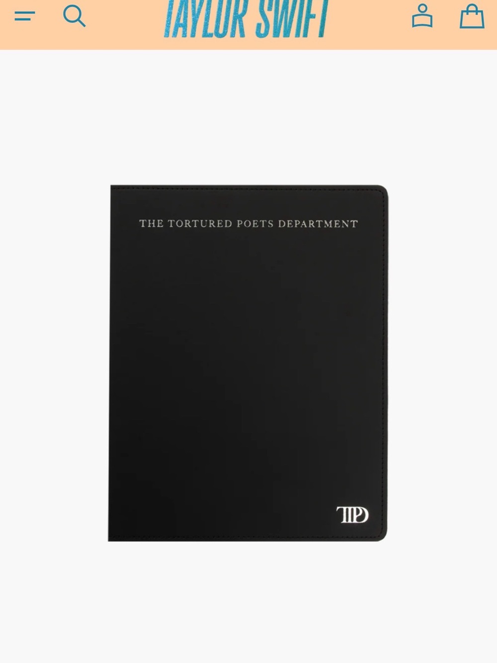 Official Taylor Swift “The Tortured Poets Department” Black Notebook